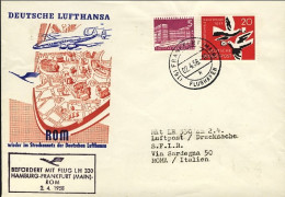 1958-Germania Lufthansa Volo Francoforte Roma Del 2 Aprile - Lettres & Documents