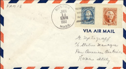 1951-U.S.A. Cat.Pellegrini N.398 Euro 210, Pan Am I^volo Boston Roma Sulla FAM/1 - Otros & Sin Clasificación