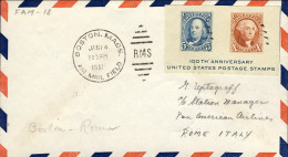 1951-U.S.A. Cat.Pellegrini N.399 Euro 210, Pan Am I^volo Boston Roma Sulla FAM/1 - Altri & Non Classificati