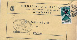 1957-piego Municipio Di Brescia Affrancato L.25 Prudenza Sulla Strada Ed In Risp - Maschinenstempel (EMA)