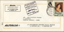 1971-Brasile Alitalia Dispaccio Aereo Straordinario Rio De Janeiro Roma Del 15 G - Poste Aérienne
