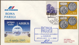 San Marino-1980 I^volo Airbus Roma Parigi Della Air France - Luchtpost