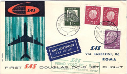 1961-Germania I^volo SAS Dusseldorf Roma Del 7 Settembre Cat.Pellegrini Euro 80 - Storia Postale