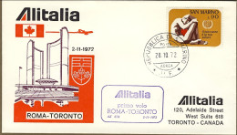 San Marino-1972 I^volo Alitalia Roma Toronto Del 2 Novembre - Poste Aérienne