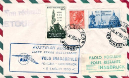 1960-delle Linee Aeree Austriache I^volo Venezia Innsbruck Affrancata L.10 Sirac - Sonstige & Ohne Zuordnung