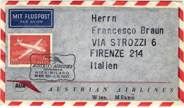 1960-Autriche Osterreich Austria I^volo AUA Vienna Milano Del 1 Novembre - Andere & Zonder Classificatie