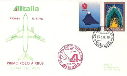 Vaticano-1980 Alitalia I^volo Airbus Roma Tel Aviv - Posta Aerea