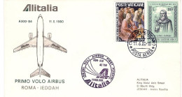 Vaticano-1980 Alitalia I^volo Airbus Roma Jeddah - Airmail