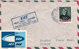 San Marino-1959 Cat.Pellegrini N.1004 Euro 75, I^volo SAS Caravelle Roma Beyrout - Poste Aérienne