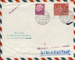 1958-Germania Per La Citta' Del Vaticano I^volo Diretto Francoforte Roma Lufthan - Cartas & Documentos