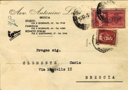 1945-L.2 Imperiale Senza Fasci Emissione Di Novara+espresso L.5 Su Cartolina Esp - Marcophilie
