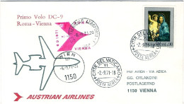 Vaticano-1971  Delle Linee Aeree Austriache I^volo DC 9 Roma-Vienna Del 6 Settem - Posta Aerea