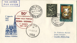 Vaticano-1977 50 Anniversario I^volo Postale Roma Vienna - Luchtpost