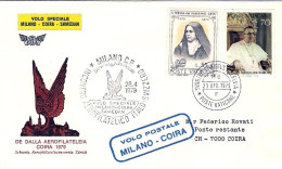 Vaticano-1979  Volo Speciale Percorso Milano Coira Del 28 Aprile - Luftpost