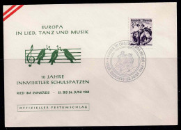 Brief Mit Sonderstempel Europa In Lied , Tanz Und Musik - 10 Jahre Innviertler Schulspatzen - Ried Vom 22.6.1962 - Brieven En Documenten