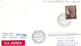 Vaticano-1971  I^volo Alitalia Roma Detroit - Airmail