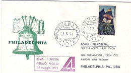 San Marino-1971 I^volo Alitalia Roma Philadelphia Del 24 Maggio - Posta Aerea