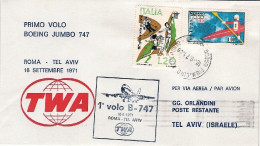 1971-della TWA I^volo Boeing 747 Roma-Tel Aviv Del 16 Settembre - Luftpost