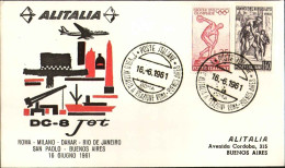 1961-I^volo Alitalia A Reazione Roma-Buenos Aires Alitalia DC-8 Jet Affr. L.35 G - Airmail
