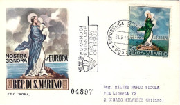 1966-San Marino S.1v."Europa Unita"su Fdc Illustrata Viaggiata - FDC