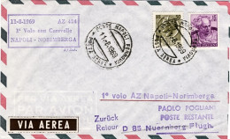 1969-I^volo Con Caravelle AZ 424 Napoli-Norimberga Dell'11 Agosto - Airmail