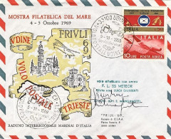 1969-volo Postale Udine Trieste E Firma Del Pilota Effettuato Con Aereo F.L.55 M - Posta Aerea