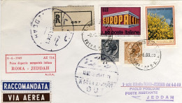 1969-racc. Bollo 1^ Dispaccio Aeropostale Italiano Roma Jeddah Del 9 Giugno - Correo Aéreo