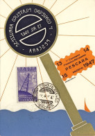 1947-Pescara Cartolina Commemorativa I Convegno Filatelico Abruzzese, Annullo De - Pescara