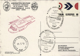 1980-cartolina Dell'aeronautica Militare Bollo Speciale Volo Postale Frosinone-T - Poste Aérienne
