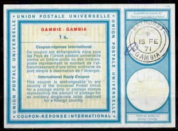 GAMBIE GAMBIA  VI19  1s.  International Reply Coupon Reponse Antwortschein IRC IAS Cupon Respuesta O BATHURST 15.02.71 - Gambia (1965-...)