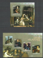 Ca453 2014 Central Africa Art Paintings Barocco Diego Velazquez Kb+Bl Mnh - Sonstige & Ohne Zuordnung