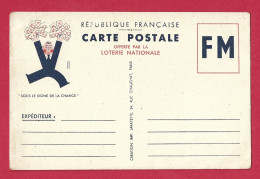 !!! POSTE MILITAIRE, CARTE FM ILLUSTRÉE LOTERIE NATIONALE DE 1940, NEUVE - Storia Postale