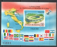 Rm009 1990 Romania Sport Football World Cup Italy 90 Bl262 Michel 15 Euro - Andere & Zonder Classificatie