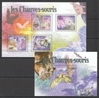 Ca1040 2011 Central Africa Fauna Wild Animals Bats Kb+Bl Mnh Stamps - Autres & Non Classés