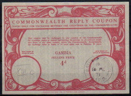 GAMBIE GAMBIA  Co13c  4d  Commonwealth Reply Coupon Reponse Antwortschein IRC IAS Cupon Respuesta O BATHURST 16.02.71 - Gambie (1965-...)