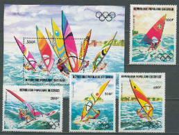 Congo 1983 Olympic Games Los Angeles, Windsurfing Set Of 4 + S/s MNH - Summer 1984: Los Angeles