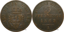 Allemagne - Prusse / Preussen - Guillaume Ier / Wilhelm I. - 3 Pfenninge / 1/120 Thaler 1863 A - TTB/XF45 - Mon5742 - Petites Monnaies & Autres Subdivisions