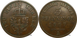 Allemagne - Prusse / Preussen - Guillaume Ier / Wilhelm I. - 3 Pfenninge / 1/120 Thaler 1867 A - TTB/XF45 - Mon5743 - Small Coins & Other Subdivisions