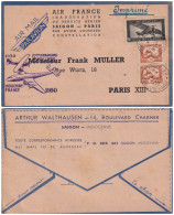 LETTRE. 1950. INDOCHINE. IMPRIMÉ. 20° ANNIVERSAIRE PREMIERE LIAISON PAR AIR FRANCE. SAIGON. ARTHUR WALTHAUSEN POUR PARIS - Emisiones Generales