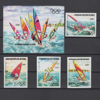 Congo 1983 Olympic Games Los Angeles, Windsurfing Set Of 4 + S/s Imperf. MNH -scarce- - Zomer 1984: Los Angeles