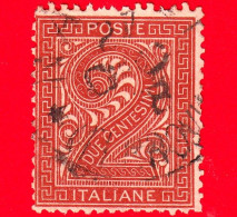 ITALIA REGNO - Usato - 1865 - Emissione De La Rue - Cifra Con Ornamenti In Cornice Rettangolare - 2 C. - Usados