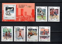 Cuba 1983 Olympic Games Los Angeles, Judo, Javelin, Volleyball, Basketball, Wrestling Etc. Set Of 6 + S/s MNH - Ete 1984: Los Angeles