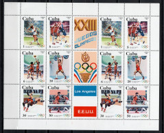 Cuba 1983 Olympic Games Los Angeles, Javelin, Volleyball, Basketball, Wrestling Etc. Sheetlet MNH - Zomer 1984: Los Angeles