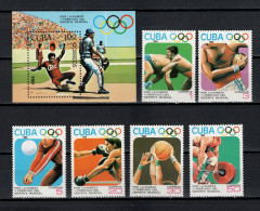 Cuba 1984 Olympic Games Los Angeles, Baseball, Wrestling, Volleyball, Basketball Etc. Set Of 6 + S/s MNH - Estate 1984: Los Angeles