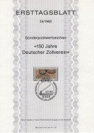 Germany Deutschland 1983-24 150 Jahre Deutscher Zollverein, German Customs Association, Custom, Canceled In Bonn - 1981-1990