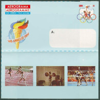 Cuba 1984 Olympic Games Los Angeles, Basketball, Boxing, Weightlifting Commemorative Aerogramme - Verano 1984: Los Angeles