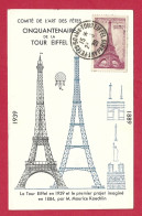 !!! CARTE MAXIMUM DU CINQUANTENAIRE DE LA TOUR EIFFEL DE 1939 - 1930-1939