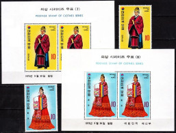 KOREA SOUTH 1973 Yi Dynasty Court Costumes. 4th Issue. Set And 2 S/sheets, MNH - Disfraces