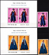 KOREA SOUTH 1973 Yi Dynasty Court Costumes. 5th Issue. Set And 2 S/sheets, MNH - Costumes