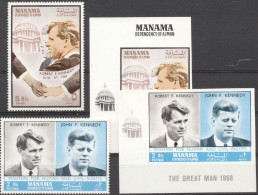 Manama 1968, Kennedy, 2val +2val IMPERFORATED - Manama